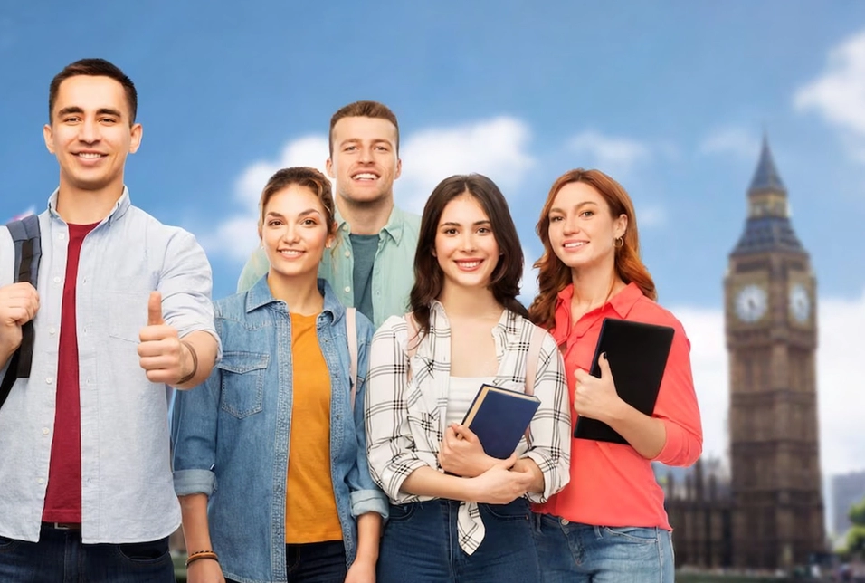 Estudiantes ecuatorianos sonriendo en Reino Unido. Estudiar en el extranjero.